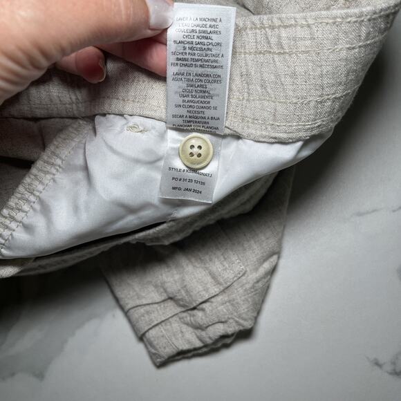 KENNETH COLE Mens Linen Cargo Shorts Beige Soft Material Pull On Size Large EUC - Picture 8 of 10